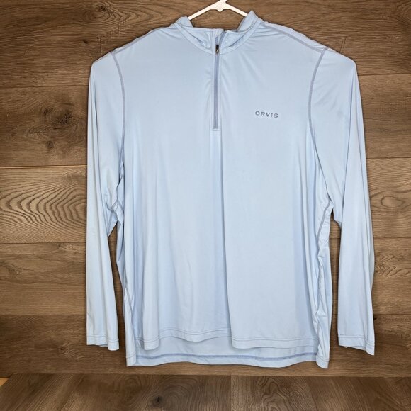 Orvis Dricast Quarter Zip Pullover Long Sleeve Shirt XX Large Light Blue - Picture 2 of 11